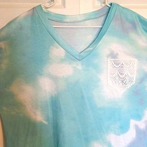Tie dye lace pocket tee